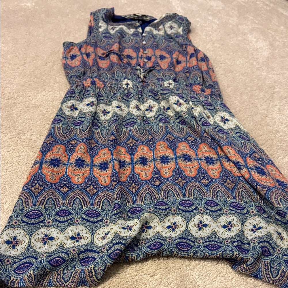 Lucky Brand Vibrant Blue and Orange Mini Dress